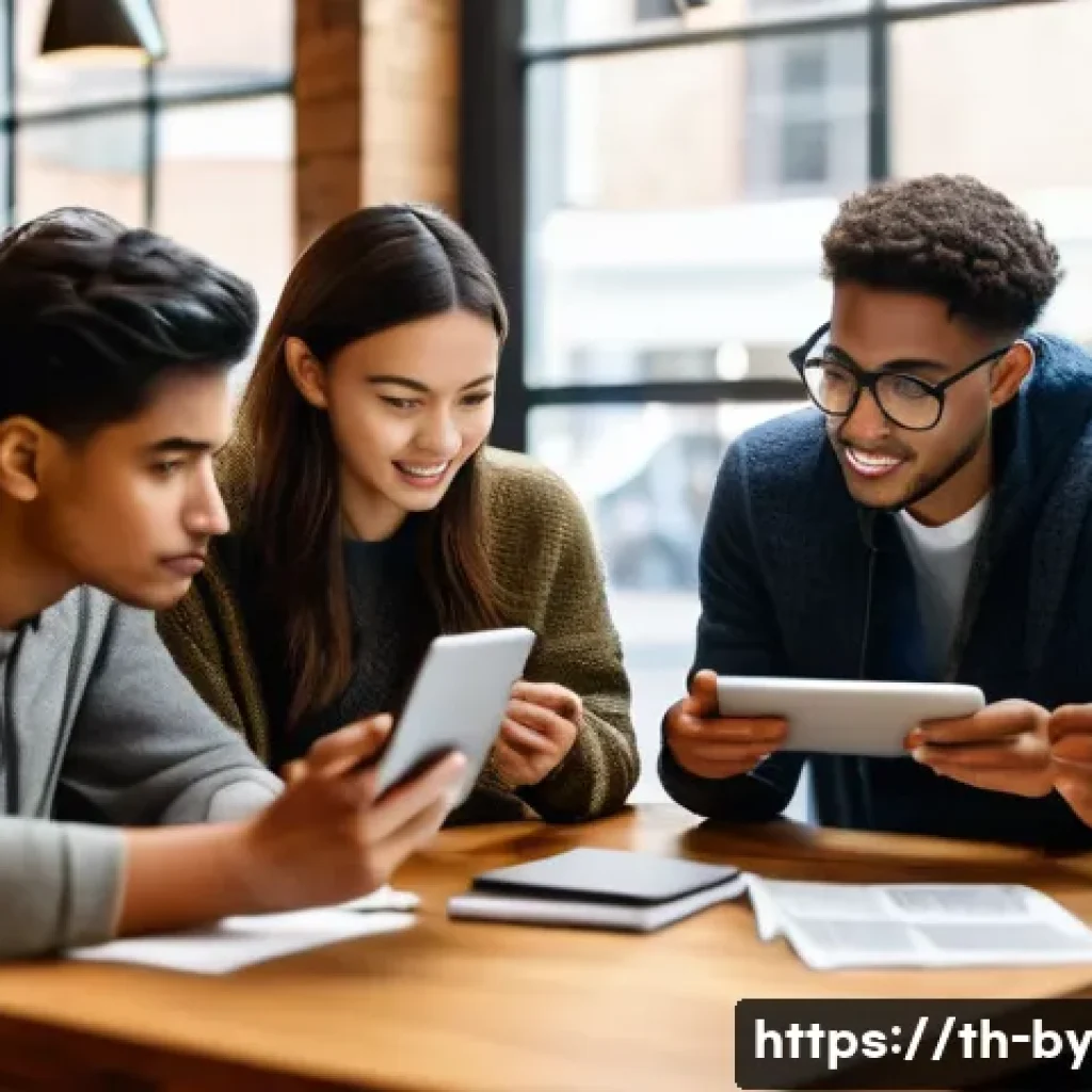 가짜뉴스 감별을 위한 팁 - **Prompt:** A diverse group of young adults, dressed in casual yet modest attire, gathered around a ...