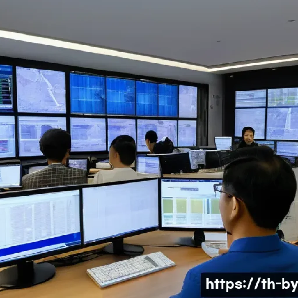 가짜뉴스 판별 기법의 최신 동향 - A modern newsroom scene in Bangkok with diverse Thai journalists and AI-powered computer screens ana...